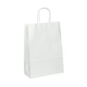 Papirnata vrečka 24x11x33cm bela z zvitim ročajem