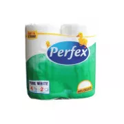 Toaletni papir Perfex plus 2vrs. beli 100% celuloza 4 zvitki / prodaja po pakiranju