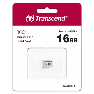 TRANSCEND MicroSDHC kartica 16GB 300S, UHS-I U1, brez adapterja