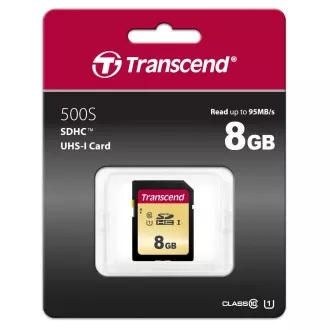 TRANSCEND SDHC kartica 8GB 500S, UHS-I U1 (R:95/W:20 MB/s) TRANSCEND SDHC kartica 8GB 500S, UHS-I U1 (R:95/W:20 MB/s)