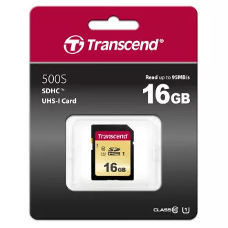 TRANSCEND SDHC kartica 16GB 500S, UHS-I U1 (R:95/W:60 MB/s)