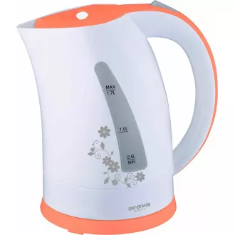 Orava VK-3417 P električni čajnik, 2000 W, 1,7 l, samodejni izklop, bela / oranžna