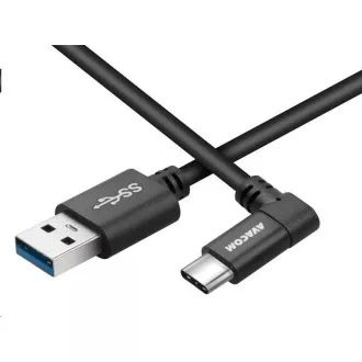 Kabel za prenos podatkov in polnjenje USB - USB Type-C, 100 cm, 90° priključek, črn