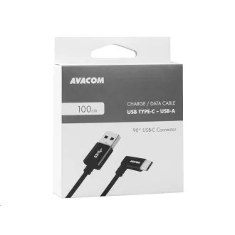 Kabel za prenos podatkov in polnjenje USB - USB Type-C, 100 cm, 90° priključek, črn