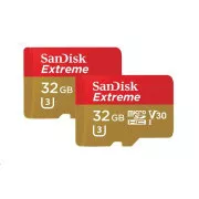 SanDisk MicroSDHC kartica 32 GB Extreme (100 MB/s, A1 C10 V30 UHS-I U3, za akcijske kamere)   adapter, dvojni paket