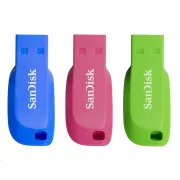 SanDisk Flash disk 16 GB Cruzer Blade (3 pakiranja, 3x 16 GB) USB 2.0, modra, zelena, roza