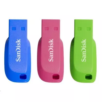 SanDisk Flash disk 16 GB Cruzer Blade (3 pakiranja, 3x 16 GB) USB 2.0, modra, zelena, roza