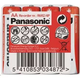 PANASONIC Rdeče baterije R6RZ/4P AA 1, 5V (paket 4 kosov)