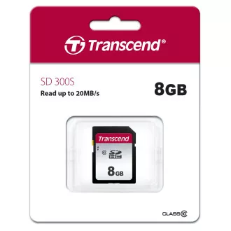 TRANSCEND SDHC kartica 8GB 300S, razred 10 (R:20/W:10 MB/s)
