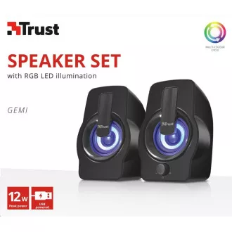 Komplet zvočnikov TRUST Gemi RGB 2.0 - črn