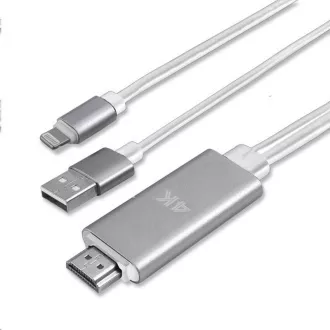 4smarts kabel za prenos videa s funkcijo polnjenja, Lightning -> HDMI, bel