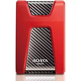 ADATA zunanji trdi disk 1TB USB 3.1 DashDrive Durable HD650, rdeč (gumijast, odporen na udarce)