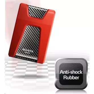ADATA zunanji trdi disk 1TB USB 3.1 DashDrive Durable HD650, rdeč (gumijast, odporen na udarce)