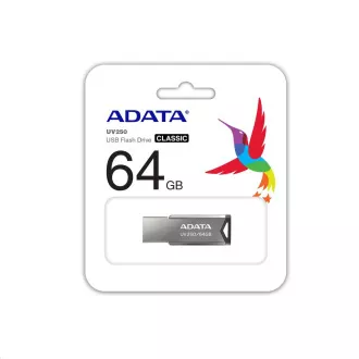 ADATA Flash disk 64 GB UV250, USB 2.0 Dash Drive, srebrn