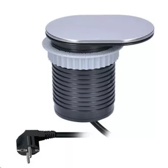 Solight 1x vgrajena vtičnica 1x USB z drsnim pokrovom, ovalni pokrov iz brušenega aluminija, podaljšek 1, 9 m Solight 1x vgrajena vtičnica 1x USB z drsnim pokrovom, ovalni pokrov iz brušenega aluminija, podaljšek 1, 9 m