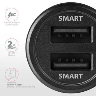 AXAGON PWC-5V5, SMART polnilec za avto, 2x vrata 5V-2,4A   2,4A, 24W