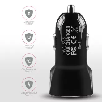 AXAGON PWC-5V5, SMART polnilec za avto, 2x vrata 5V-2,4A   2,4A, 24W