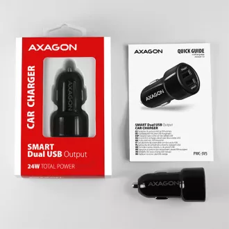 AXAGON PWC-5V5, SMART polnilec za avto, 2x vrata 5V-2,4A   2,4A, 24W