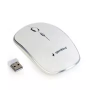 GEMBIRD miška MUSW-4B-01, bela, brezžična, USB nano sprejemnik