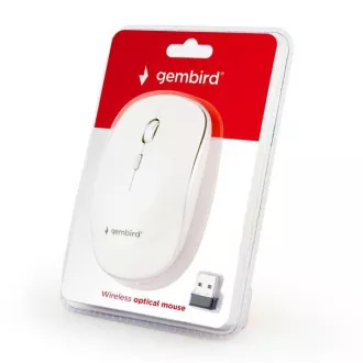 GEMBIRD miška MUSW-4B-01, bela, brezžična, USB nano sprejemnik