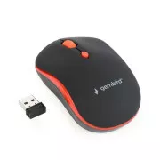 GEMBIRD miška MUSW-4B-03-R, črno-rdeča, brezžična, USB nano sprejemnik
