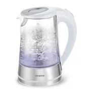 Orava VK-4017 W električni čajnik, 2200 W, 1,7 l, steklo, osvetlitev LED, samodejni izklop, bela