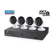 iGET HOMEGUARD HGNVK85304 Sistem kamer PoE s SMART zaznavanjem gibanja, 8-kanalni NVR FullHD   4x zunanja kamera FullHD
