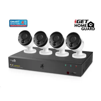 iGET HOMEGUARD HGNVK85304 Sistem kamer PoE s SMART zaznavanjem gibanja, 8-kanalni NVR FullHD   4x zunanja kamera FullHD