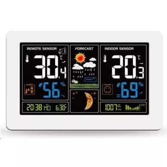 Vremenska postaja Solight TE81W, zelo velik barvni LCD, temperatura, vlažnost, tlak, RCC, polnjenje USB, bela