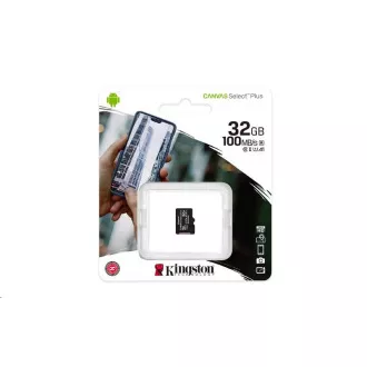 Kartica Kingston MicroSDHC 32GB Canvas Select Plus 100R A1 C10 - 1 kos Kartica Kingston MicroSDHC 32GB Canvas Select Plus 100R A1 C10 - 1 kos