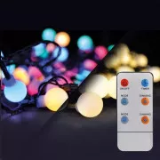 Solight LED 2v1 zunanja božična veriga, krogla, daljinski upravljalnik, 100LED, RGB bela, 10m 5m, 8 funkcij, IP44