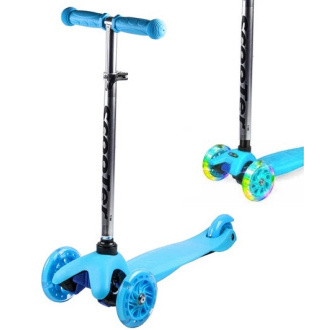 MINI SCOOTER trikolesni skuter s svetlečimi kolesi, modre barve