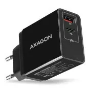 AXAGON ACU-PQ22, PD & QC 22W omrežni polnilnik, 2x vrata (USB-A   USB-C), PD3.0/QC3.0/AFC/FCP/Apple, črn