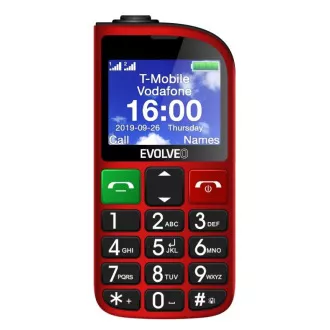 EVOLVEO EasyPhone FM, mobilni telefon za starejše s stojalom za polnjenje (rdeč)