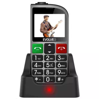 EVOLVEO EasyPhone FM, mobilni telefon za starejše s stojalom za polnjenje (srebrn)