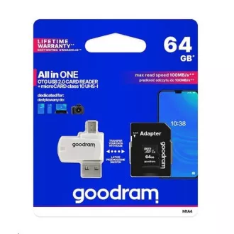 GOODRAM microSDXC kartica 64GB M1A4 Vse v enem (R:100/W:10 MB/s), UHS-I Class 10, U1   adapter   OTG bralnik kartic