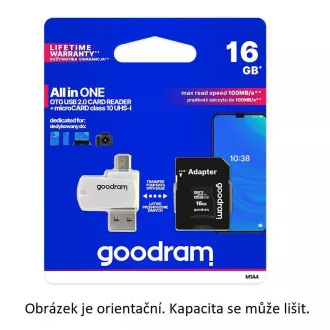 GOODRAM microSDXC kartica 128GB M1A4 Vse v enem (R:100/W:10 MB/s), UHS-I Class 10, U1   adapter   OTG bralnik kartic
