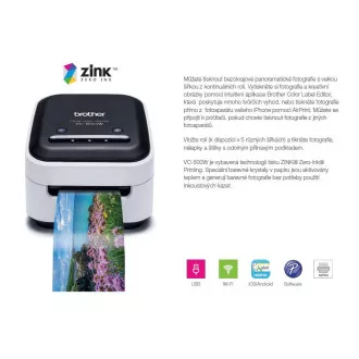 BROTHER FOTO tiskalnik nalepk - VC500W - WIFI, USB, COLOR brez črnila - Vgrajen rezalnik BROTHER FOTO tiskalnik nalepk - VC500W - WIFI, USB, COLOR brez črnila - Vgrajen rezalnik