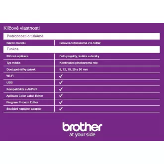 BROTHER FOTO tiskalnik nalepk - VC500W - WIFI, USB, COLOR brez črnila - Vgrajen rezalnik BROTHER FOTO tiskalnik nalepk - VC500W - WIFI, USB, COLOR brez črnila - Vgrajen rezalnik