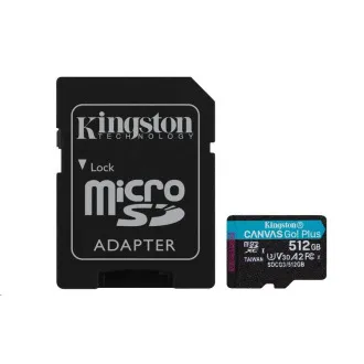 Kingstonova kartica MicroSDXC 512GB Canvas Go! Plus, R:170/W:90MB/s, razred 10, UHS-I, U3, V30, A2   adapter - Rabljeno
