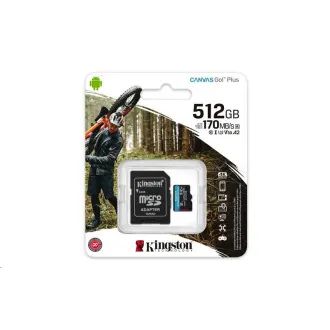 Kingstonova kartica MicroSDXC 512GB Canvas Go! Plus, R:170/W:90MB/s, razred 10, UHS-I, U3, V30, A2   adapter - Rabljeno