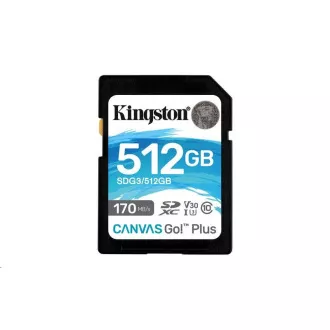 Kingston SDXC kartica 512GB Canvas Go! Plus, R:170/W:90MB/s, razred 10, UHS-I, U3, V30 Kingston SDXC kartica 512GB Canvas Go! Plus, R:170/W:90MB/s, razred 10, UHS-I, U3, V30