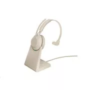 Naglavne slušalke Jabra s stojalom Evolve2 65, Link 380c MS, mono, bež