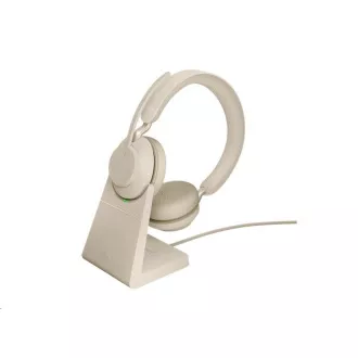 Naglavne slušalke Jabra s stojalom Evolve2 65, Link 380a MS, stereo, bež Naglavne slušalke Jabra s stojalom Evolve2 65, Link 380a MS, stereo, bež