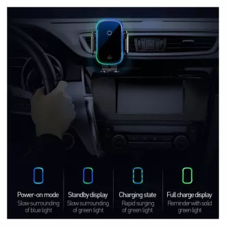 Baseus Light Električni avtomobilski nosilec z brezžičnim polnjenjem 15W Black Baseus Light Električni avtomobilski nosilec z brezžičnim polnjenjem 15W Black