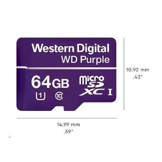 Kartica WD MicroSDXC 64GB vijolična WDD064G1P0C razred 10, 16 TBW