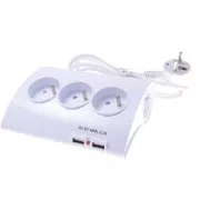 PREMIUMCORD Podaljševalni kabel 230V 1, 5m 5 vtičnic spojka 2x USB 2A