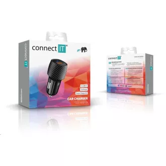 CONNECT IT InCarz QUICK CHARGE 3.0 avtomobilski polnilnik, 1x USB-A, 3 A, ogljik