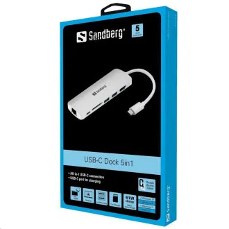 Sandbergova priključna postaja, USB-C, 6 različnih priključkov Sandbergova priključna postaja, USB-C, 6 različnih priključkov