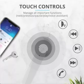 TRUST Primo Touch Brezžične slušalke Bluetooth - bele TRUST Primo Touch Brezžične slušalke Bluetooth - bele